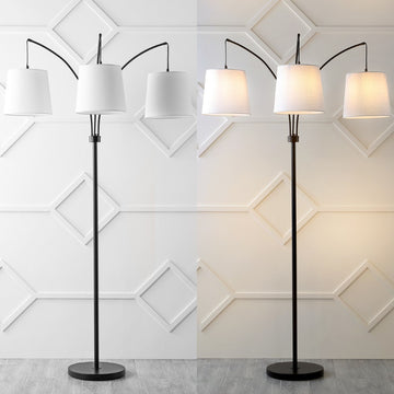 Sylva 72.5" Mid-Century Modern Head-Adjustable Iron LED Arc Floor Lamp - JONATHAN Y